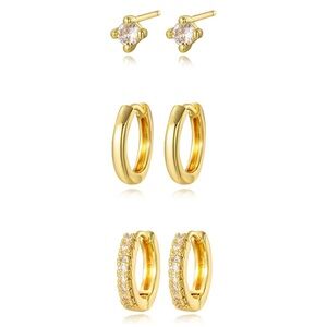 New! “Eternal Memories” Gold Huggie Earrings Set (3041) NWOT